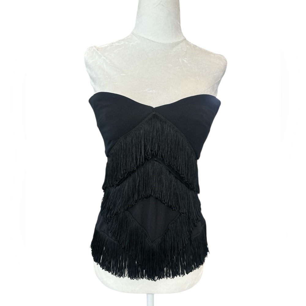La Perla Black Fringe Strapless Top
